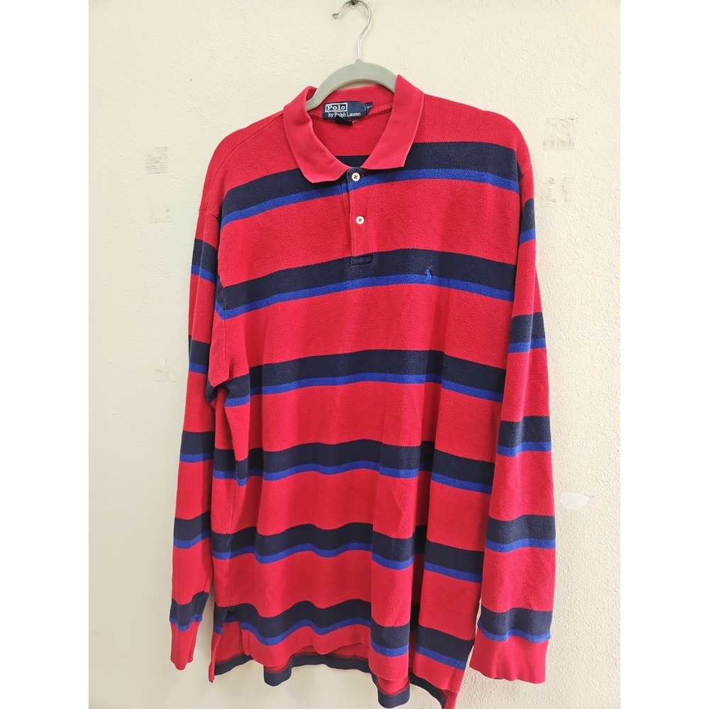 Vintage Polo Ralph Lauren Long Sleeve Shirt Rugby Striped Men Sz Xl